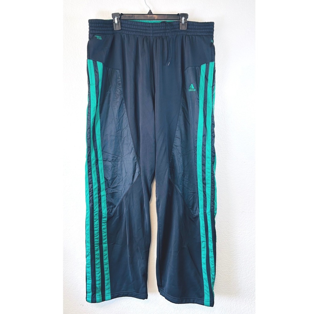 Adidas Team Signature ClimaWarm Track Pants Mens 2XL Black Green 3-Stripe